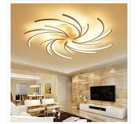 Plafonnier LED 2042White 5 ailes avec télécommande Couleur de la lumière/luminosité réglable Abat-jour en acrylique laqué blanc Design moderne Classe d'efficacité énergétique A+
