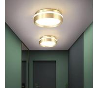 Plafonnier LED 20cm Doré 12w Lumière Blanche 6000k Autour Lampe Moderne Couloir Balcon Salle De Bain Chambre Cuisine Salon Luminaire Apparent Acrylique