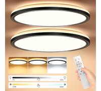 Plafonnier Led 24W 2642LM avec Télécommande & Rétro-Éclairage, Dimmable Luminaire Plafonnier Led 3000K-6500K, Φ30CM Luminaire Lampe de Plafond Intérieur, Chambre Cuisine Couloir Balcon Salon -2Pcs