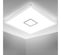 B.K.Licht plafonnier design carré, LED 18W, éclairage plafond ultra-plat: 28mm, applique modern blanc-argenté, 2400Lm, lumière blanche neutre 4.000K, 293x293mm