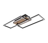 Plafonnier LED 3 niveaux Plafonnier en bois noir Salon mobile, aluminium métal, 34W 1700Lm blanc chaud, LxlxH 60x49x10 cm