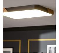 Plafonnier LED 30W Rectangulaire Bois et Aluminium 625x425 mm CCT Sélectionnable Semi-Dari Noir