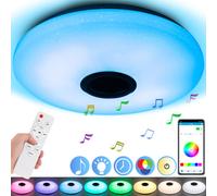 plafonnier LED 36W à intensité variable avec haut-parleur Bluetooth, plafonnier LED intelligent avec changement de couleur RVB, musique pour chambre à coucher, chambre d'enfant, salon