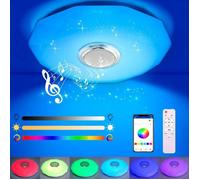 Plafonnier LED 36W Bluetooth RVB haut-parleur télécommande + APP 3000K-6000K Ø30 cm pour chambre