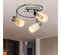 Plafonnier LED cocarde Spot en verre effet 3D mobile salon lampe chromée Globo 56124-3
