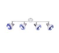 Plafonnier LED 4 flammes Plafonnier à intensité variable avec télécommande Lampe de salon Spot orientable, changement de couleur RGB, chrome blanc, 4x 4,8W 4x 470lm blanc chaud, LxH 60,5 x 17,5 cm