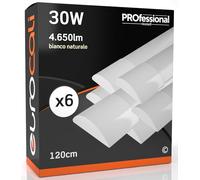 Plafonnier LED 40 W 120 cm professionnel haute efficacité Garantie 5 ans - Forme : tube prismatique slim - Lumière blanc chaud naturel froid - Faisceau lumineux 120° Naturale 4000k - Pacco Da 6