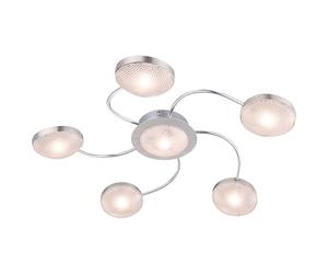 Plafonnier LED 6 ampoules spot de plafond nickel chrome mat plafonnier en aluminium, 5 bras, 6x LED 345lm blanc chaud, 43x6cm, salon couloir chambre couloir