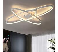 Plafonnier LED 75 W à intensité Variable avec télécommande, Abat-Jour en Acrylique, luminaire de Plafond pour Salle à Manger, Design Ovale Moderne, décoration Chic pour Chambre à Coucher, Blanc