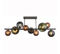 Plafonnier LED 9 flammes Plafonnier Boules en verre Lampe de salle à manger Boules, bronze pétrole vert, 9x 3,5W 350Lm blanc chaud, LxLxH 87x30x38 cm