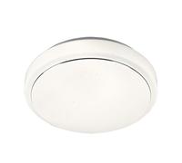 Plafonnier LED à effet de réverbération étoilée Lampe de salle de bain IP44 dimmable par commutation CCT, métal blanc, 12W 1200Lm blanc chaud-neutre, DxH 28x8,5 cm