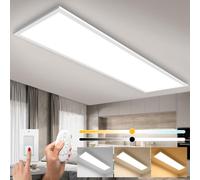 Plafonnier LED à intensité variable - 100 x 25 cm - 28 W - Avec télécommande - Avec fonction mémoire - 2700 K - 6500 K - Blanc chaud, blanc naturel, blanc froid - Pour cuisine, salon, bureau, atelier