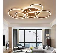 Plafonnier LED à intensité variable avec télécommande avec anneau en métal, lampe à suspension en acrylique pour chambre à coucher, étude, chambre d'enfant, protection des yeux, couleur marron, 6