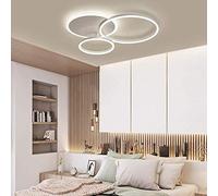 Plafonnier LED à intensité variable avec télécommande - Metal Ring Design Eye PLampe suspendue en acrylique rotection pour chambre à coucher Chambre d'enfants Salle d'étude - Blanc 3 anneaux