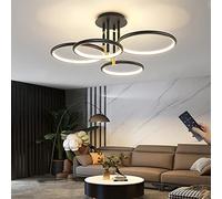 Plafonnier Led À Intensité Variable, Moderne Avec Télécommande, Anneau En Métal Et Acrylique, Éclairage Pour Chambre À Coucher, Salon, Cuisine, Salle À Manger/6 Anneaux, 105 W, 100 Cm/A