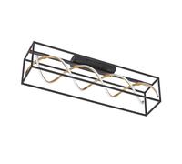 Plafonnier LED à intensité variable par télécommande Lampe de salon plafonnier noir or, 40W 4700lm blanc chaud - blanc froid, LxlxH 90 x 20 x 25 cm