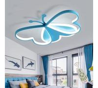 Plafonnier LED à Intensité Variable pour Chambre d'enfant, Fille Ou Garçon, Applique Murale, Design Papillon Moderne en Acrylique, pour Salon, Couloir, avec Télécommande, Blue, L50*W36cm