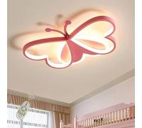 Plafonnier LED à Intensité Variable pour Chambre d'enfant, Fille Ou Garçon, Applique Murale, Design Papillon Moderne en Acrylique, pour Salon, Couloir, avec Télécommande, Pink, L60*W40cm