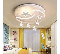 Plafonnier LED à intensité variable pour enfants avec télécommande - Lampe suspendue moderne étoile et lune pour filles et garçons - 42 cm, éclairage intérieur rose pour chambre et salon (Bianca 52