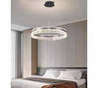 Plafonnier LED à intensité variable pour îlot de cuisine, lustre rond moderne à hauteur réglable avec télécommande, luminaire suspendu élégant pour salle à manger et salon (noir, 60 cm) Beauty Comes