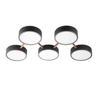 Plafonnier LED à intensité variable rond Lampe LED à intensité variable chambre à coucher Moderne, aspect bois noir, 25W 3400Lm blanc chaud, L 74 cm