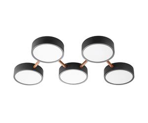 Plafonnier LED à intensité variable rond Lampe LED à intensité variable chambre à coucher Moderne, aspect bois noir, 25W 3400Lm blanc chaud, L 74 cm