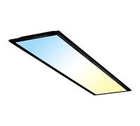 Plafonnier LED à montage apparent, intensité lumineuse variable, avec télécommande Plafonnier noir, 24W 2200lm blanc chaud/blanc froid, LxH 100 x 6 cm