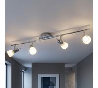 Plafonnier Plafonnier de salon Plafonnier de cuisine, spots mobiles, chrome acier brossé verre satiné, 4x 3W LED 320lm, LxlxH 95 x 16 x 14