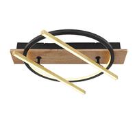 Plafonnier LED aspect bois orientable 3 modes d'éclairage 2x spots D 40 cm