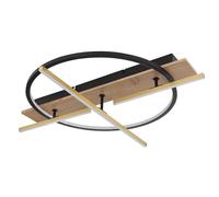 Plafonnier LED aspect bois Pivotant 3 modes d'éclairage Lampe de salon D 60 cm