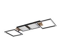 Plafonnier LED aspect bois plafonnier salon noir avec éléments mobiles, métal, 36W 2100lm blanc chaud, LxlxH 100x27x11 cm