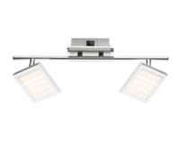 Plafonnier LED avec spots orientables satinés, chrome, 2 spots orientables, 2 LED 6Watt 318 lm, LxlxH 40x9,5x13cm