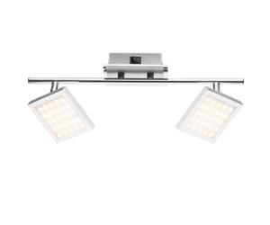 Plafonnier LED avec spots orientables satinés, chrome, 2 spots orientables, 2 LED 6Watt 318 lm, LxlxH 40x9,5x13cm