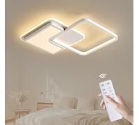 Plafonnier LED avec télécommande Design Géométrique 50W Lampe de salon Variateur continu 3000-6500K Métal pour salon chambre à coucher,Blanc