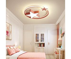 Plafonnier LED avec télécommande, plafonnier à intensité variable, lampe de salon, anneau étoile, abat-jour en acrylique, lampe suspendue, chambre à coucher, chambre de princesse, lumières de chambre