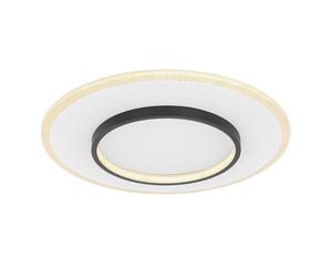 Plafonnier LED avec télécommande Plafonnier dimmable Lumière du jour Moderne, métal, blanc noir, 40W 2000Lm blanc chaud froid, DxH 46,8x6 cm
