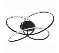 Plafonnier LED avec télécommande plafonnier noir luminaire de salon dimmable CCT, métal opale, 60W 3900Lm 3000-4000-6000K, D 80 cm