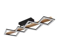 Plafonnier LED bois salon plafonnier design plafonnier carré, métal MDF, 35W 1880Lm blanc chaud, LxPxH 92x30x13