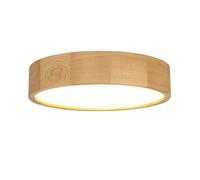 Plafonnier LED Bois Verre 1700 Lm 3000 K Rond Ø37cm Couloir Lumière Salon