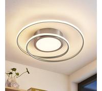 Plafonnier LED Bovia Lindby, dimmable, gris, Salon / Salle à manger, Aluminium, Moderne, Plafonnier LED
