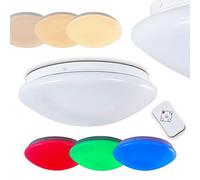 Plafonnier LED Brighton à couleurs variables - Spot de plafond rond avec télécommande - plafonnier avec LED RGB intégrées - 850 lumens -12 watts - 3000K- Tamisable - veilleuse