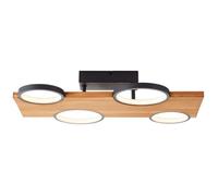 Plafonnier LED - BRILLIANT - Cheesy - 55x35cm - Noir Mat - Bois Durable - 28W