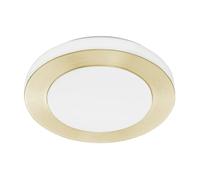 Plafonnier LED CARPI IP44 LED 3X3,6W en acier laiton brossé et blanc D300mm
