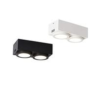 Plafonnier LED Carré À Double Tête, 7,8 X 3,9 Pouces, Design Astigmatisme, Montage en Surface, Éclairage D'Intérieur, 7 W/10 W, Haute Luminosité 3 000 K-6 000 K-Black-6000K 10W