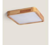 LEDKIA LIGHTING Plafonnier LED Carré Bois 20W CCT Sélectionnable Kayu 400x400 mm pour chambre, salon, cuisine Bois