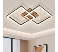 Plafonnier LED Carré en Bois Noir NETTLIFE - 2 Cadres Blanc Chaud 3000 K Design Moderne pour Salon Chambre Salle à manger Cuisine