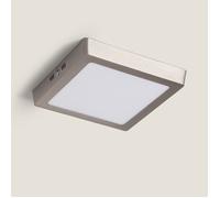 LEDKIA LIGHTING Plafonnier LED Carré Métal 18W Argenté 225x225 mm pour chambre, salon, cuisine 3000K Blanc chaud