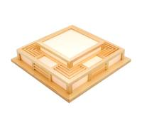 Plafonnier LED Carré,Plafonnier en Bois,Trois couleurs réglables avec télécommande,Design Japonais Moderne,Portée de la Télécommande Environ 5 mètres,Ombre Fermée,pour salon chambre cuisine 45x45cm