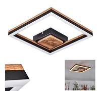 Plafonnier LED Cascada, plafonnier moderne en métal/MDF/plastique noir/imitation bois/blanc, (12 cm x 12 cm), 12 watts, 1350 lumens, 3000 Kelvin