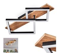 Plafonnier LED Cascada, plafonnier moderne en métal/MDF/plastique noir/imitation bois/blanc, 2 flammes, 18 watts, 2100 lumens, 3000 kelvins